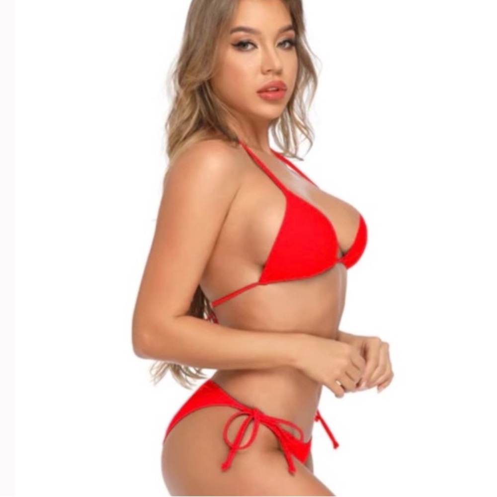 Red Halter Bikini Set Size Large - Picture 4 of 4